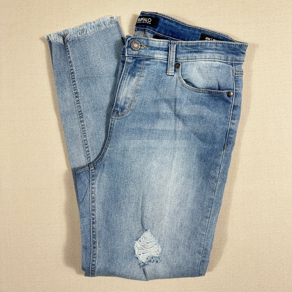 Buffalo Jess Skinny Jeans Womens 10/30 Blue Excellent Rip & Repair Mid-Rise